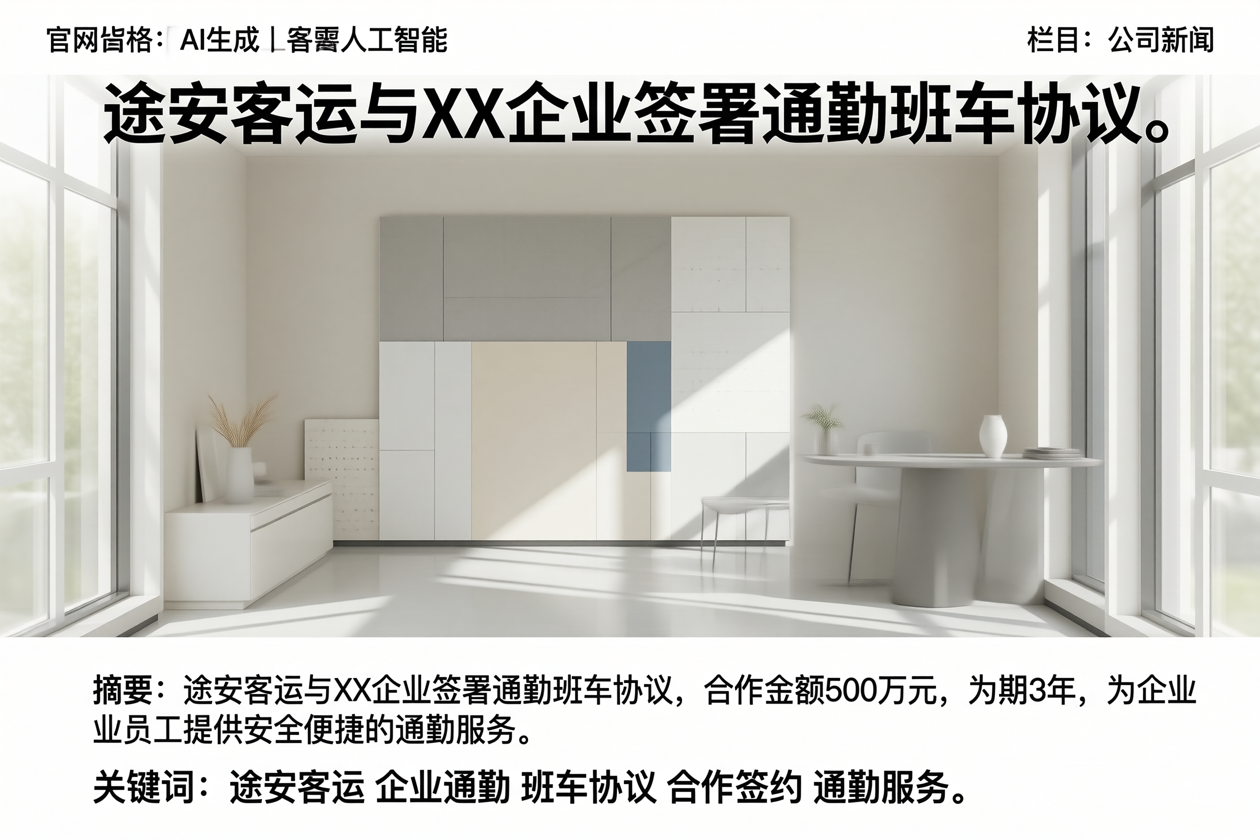 途安客运与XX企业签署通勤班车协议